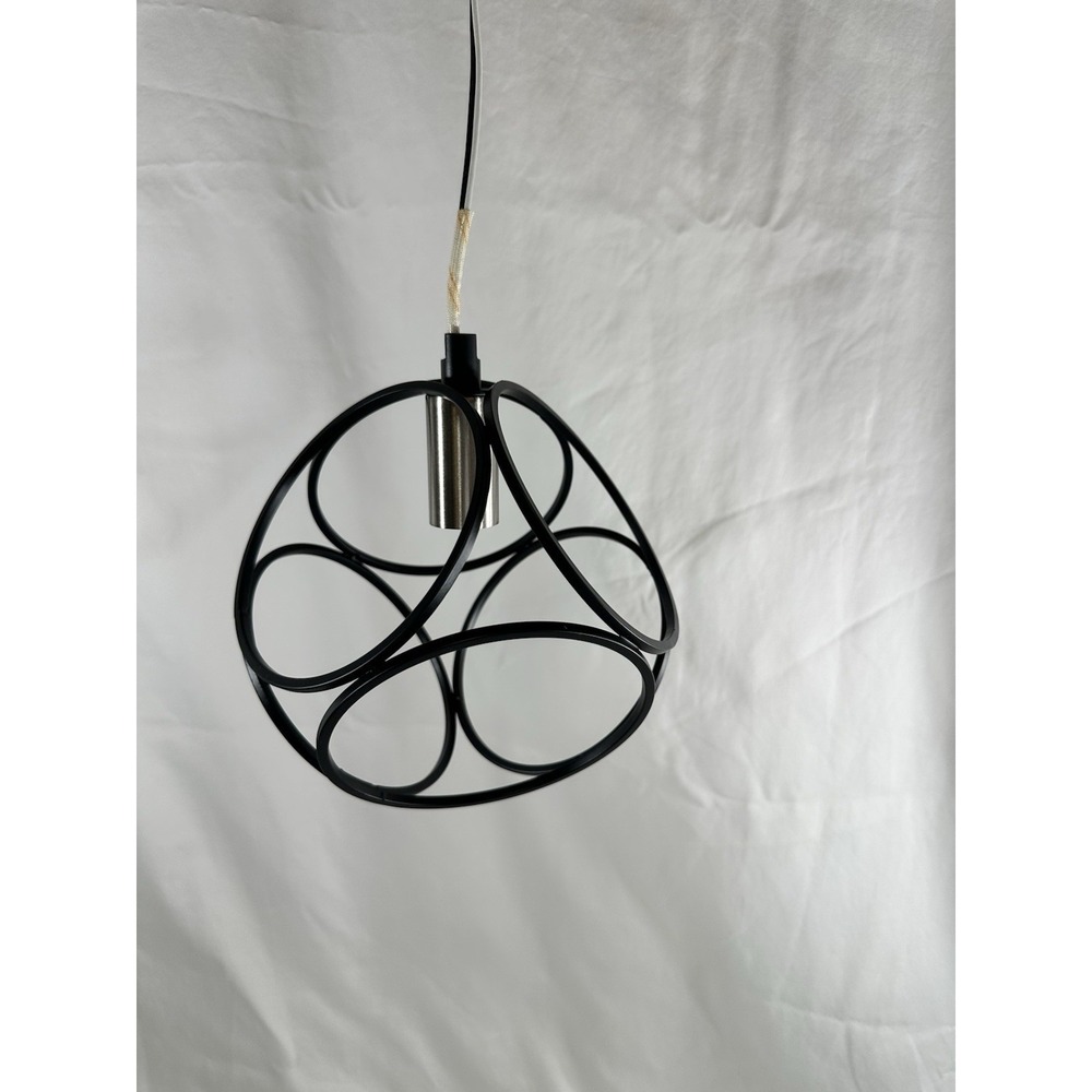 New Artcraft Sorrento Collection 1 Light Pendant, Mini  Matte Black Satin Nickel - Picture 3 of 5